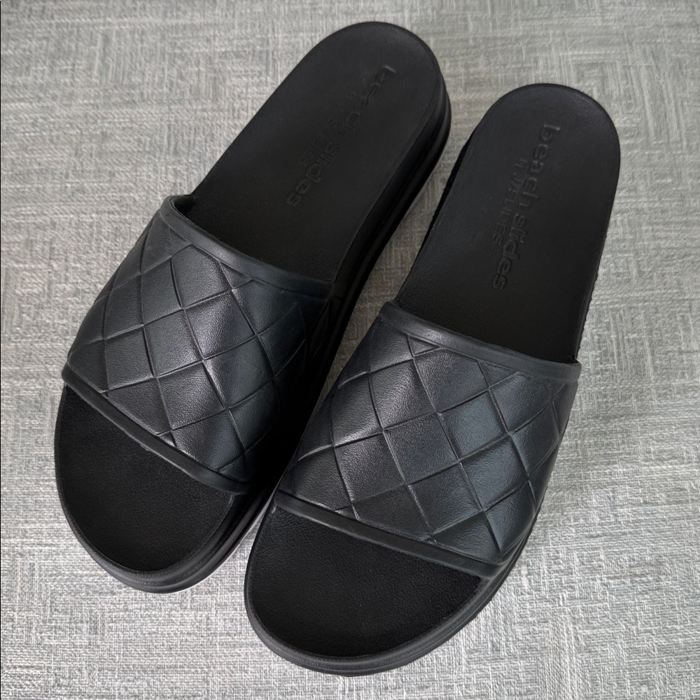 Beach Slides by J/SLIDES Stud Slide Sandal Black Women's 10 Beach Pool Resort
